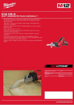 MILWAUKEE M12™ HACKZALL™ pilka na kov 4933471396 A4 PDF