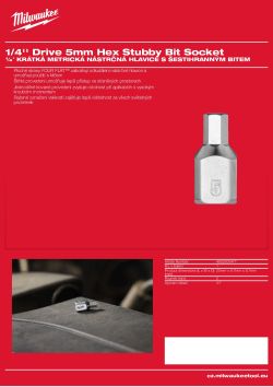 MILWAUKEE 1/4'' Drive Hex Stubby Bit Socket 4932500477 A4 PDF