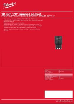 MILWAUKEE Průmyslová hlavice SHOCKWAVE™ IMPACT DUTY ½″ HEX 12 mm krátká 4932478037 A4 PDF