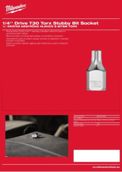 MILWAUKEE 1/4'' Drive Torx Stubby Bit Socket 4932500468 A4 PDF