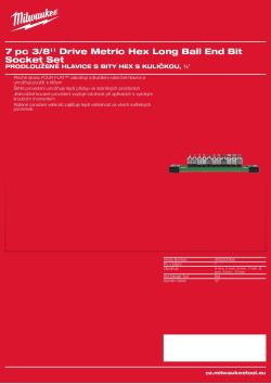 MILWAUKEE Sada prodloužených hlavic s bity HEX s kuličkou, ⅜″, 7 ks 4932500436 A4 PDF