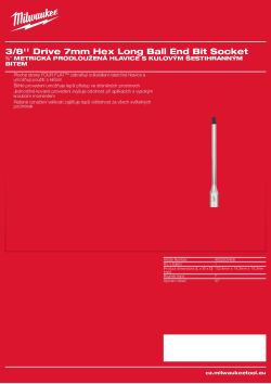 MILWAUKEE 3/8'' Drive Hex Long Ball End Bit Socket 4932500458 A4 PDF