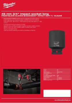 MILWAUKEE Průmyslová hlavice SHOCKWAVE™ IMPACT DUTY ¾″ HEX 46 mm prodloužená 4932471653 A4 PDF