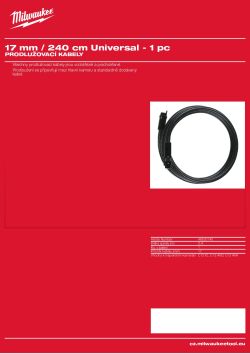 MILWAUKEE Prodlužovací kabel. Lze spojit maximálně 2 prodlužovací kabely. 48530140 A4 PDF