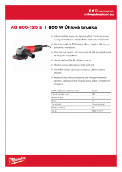 MILWAUKEE AG 800 E 800 W Úhlová bruska 4933451211 A4 PDF