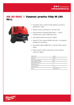 MILWAUKEE AS 30 MAC Vysavač prachu třídy M  (30 litrů) 4933459415 A4 PDF