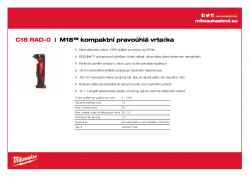 MILWAUKEE C18 RAD M18™ kompaktní pravoúhlá vrtačka 4933427189 A4 PDF