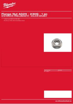 MILWAUKEE Matice příruby vhodná pouze pro AG 25-230 Q 49050091 A4 PDF
