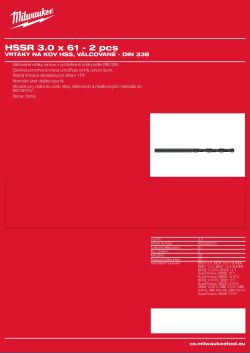 MILWAUKEE HSS DIN 338 Rollforged Drill Bits With Reduced Shank 4932363570 A4 PDF