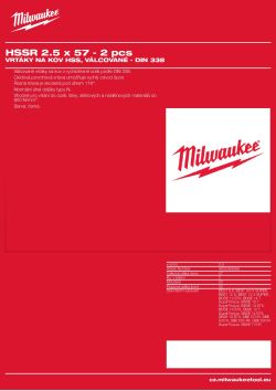 MILWAUKEE HSS DIN 338 Rollforged Drill Bits With Reduced Shank 4932363568 A4 PDF