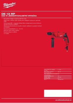 MILWAUKEE 630 W, jednorychlostní vrtačka 4933459171 A4 PDF