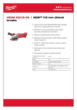 MILWAUKEE M28™ 115 mm úhlová bruska 4933432146 A4 PDF