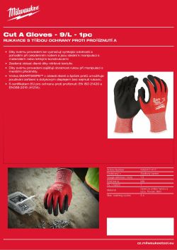 MILWAUKEE Rukavice CutA - 9/L - 1 pár 4932471417 A4 PDF