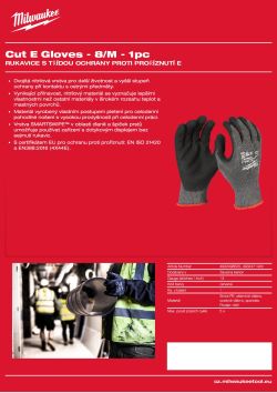MILWAUKEE Gen 2 Cut E Gloves 4932498525 A4 PDF