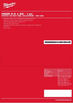 MILWAUKEE HSS DIN 338 Rollforged Drill Bits With Reduced Shank 4932363577 A4 PDF
