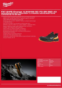 MILWAUKEE Flextred™ S1PS bezpečnostní obuv oranžová 1L919199 SC FO SR ESD 43 4932501565 A4 PDF