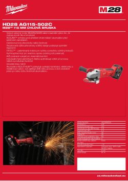 MILWAUKEE M28™ 115 mm úhlová bruska 4933448539 A4 PDF