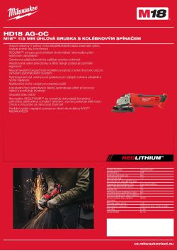 MILWAUKEE M18™ 115 mm úhlová bruska s kolébkovým spínačem 4933431561 A4 PDF