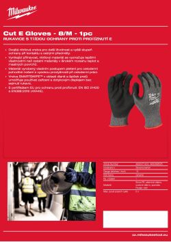 MILWAUKEE Gen 2 Cut E Gloves 4932498525 A4 PDF