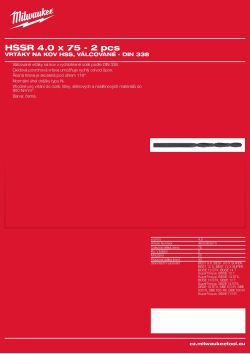 MILWAUKEE HSS DIN 338 Rollforged Drill Bits With Reduced Shank 4932363573 A4 PDF