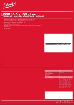 MILWAUKEE HSS DIN 338 Rollforged Drill Bits With Reduced Shank 4932363586 A4 PDF