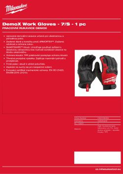 MILWAUKEE Rukavice Cut DemoX - 7/S - 1 pár 4932498486 A4 PDF