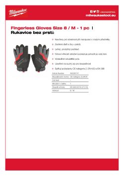 MILWAUKEE Rukavice Cut bez prstů - 8/M - 1 pár 48229741 A4 PDF