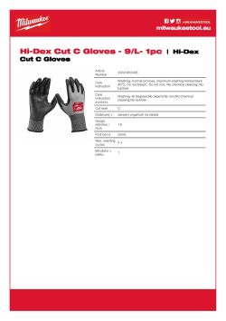 MILWAUKEE Rukavice Cut Hi-Dex Cut Cut C - 9/L - 1 pár 4932480498 A4 PDF