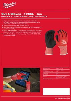 MILWAUKEE Rukavice CutA - 11/XXL - 1 pár 4932471419 A4 PDF