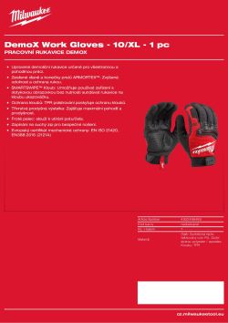 MILWAUKEE Rukavice Cut DemoX - 10/XL - 1 pár 4932498489 A4 PDF