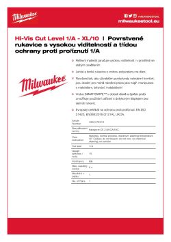 MILWAUKEE Rukavice Hi-Vis Cut Cut A - 10/XL - 1 pár 4932479919 A4 PDF