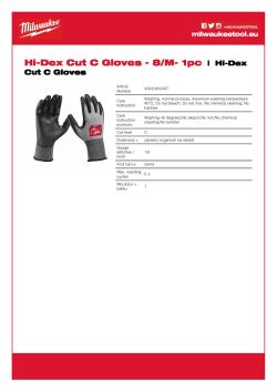 MILWAUKEE Rukavice Cut Hi-Dex Cut Cut C - 8/M - 1 pár 4932480497 A4 PDF