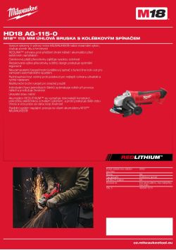MILWAUKEE M18™ 115 mm úhlová bruska s kolébkovým spínačem 4933411210 A4 PDF