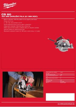MILWAUKEE 184 mm okružní pila (61 mm DOC) 4933429070 A4 PDF