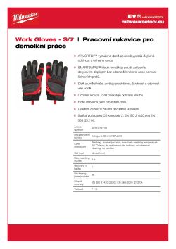 MILWAUKEE Rukavice Cut Demolition - S/7 - 1 pár 4932479730 A4 PDF