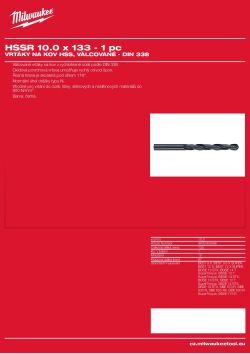 MILWAUKEE HSS DIN 338 Rollforged Drill Bits With Reduced Shank 4932363586 A4 PDF