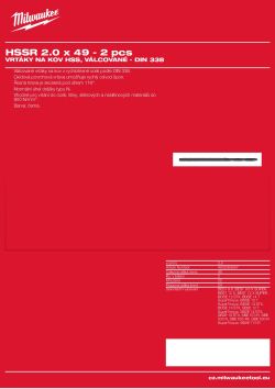 MILWAUKEE HSS DIN 338 Rollforged Drill Bits With Reduced Shank 4932363567 A4 PDF