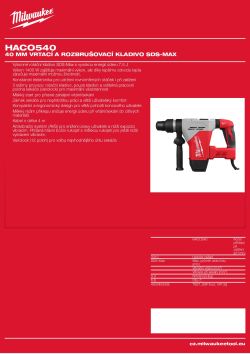 MILWAUKEE 40 mm vrtací a rozbrušovací kladivo SDS-Max 4933493338 A4 PDF
