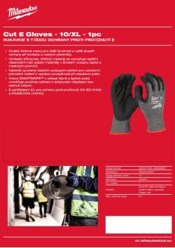 MILWAUKEE Rukavice CutE - 10/XL - 1 pár 4932498527 A4 PDF