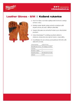 MILWAUKEE Kožené Rukavice Cut- 8/M - 1 pár 4932478123 A4 PDF