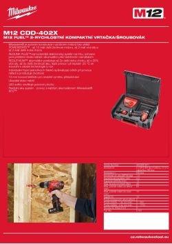 MILWAUKEE M12 FUEL™ 2-rychlostní kompaktní vrtačka/šroubovák 4933441871 A4 PDF