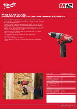 MILWAUKEE M12 FUEL™ 2-rychlostní kompaktní vrtačka/šroubovák 4933440572 A4 PDF