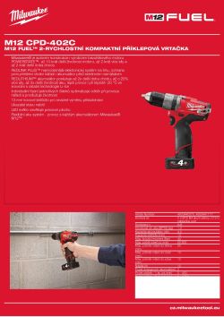 MILWAUKEE M12 FUEL™ 2-rychlostní kompaktní příklepová vrtačka 4933440375 A4 PDF