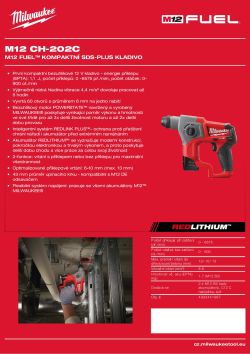 MILWAUKEE M12 FUEL™ kompaktní SDS-plus kladivo 4933441997 A4 PDF