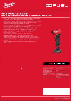 MILWAUKEE M12 FUEL™ úhlová bruska s variabilní rychlostí 4933498981 A4 PDF