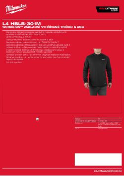 MILWAUKEE WORKSKIN™ základní vyhřívané tričko s USB 4933478460 A4 PDF