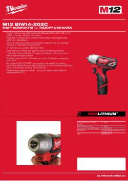 MILWAUKEE M12™ kompaktní ¼″ rázový utahovák 4933441970 A4 PDF