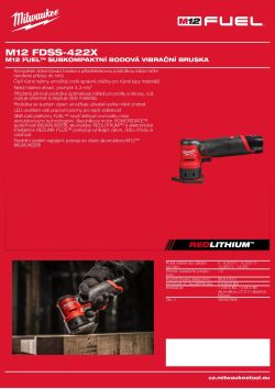 MILWAUKEE M12 FUEL™ subkompaktní bodová bruska 4933479682 A4 PDF