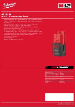 MILWAUKEE M12™ 1,5 Ah akumulátor 4932352663 A4 PDF