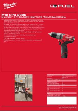 MILWAUKEE M12 FUEL™ 2-rychlostní kompaktní příklepová vrtačka 4933440498 A4 PDF